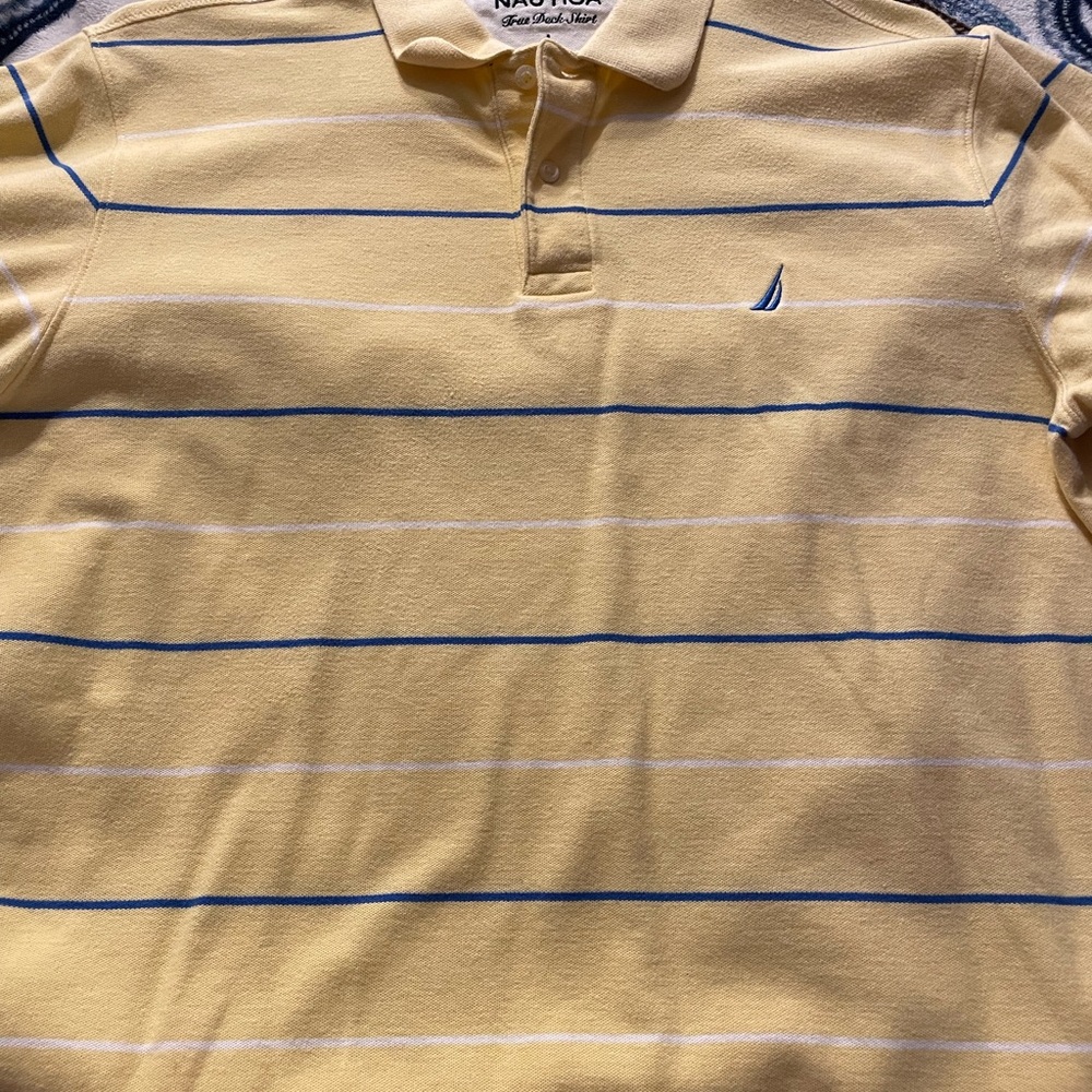 Nautica Men's Yellow Striped Polo Shirt